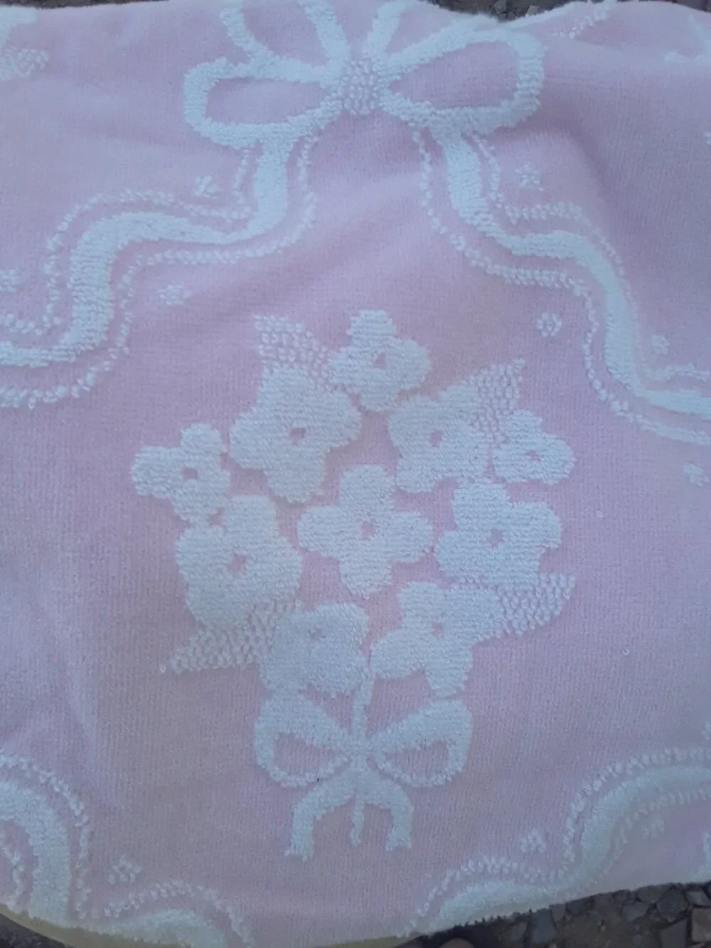 Kassafina BATH TOWEL 4 PC SET pink floral bow terry cotton towels new